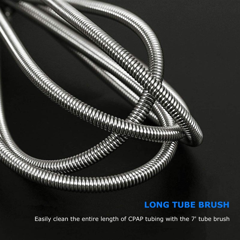 TIMFIRVS CPAP Tube Cleaning Brush-7 Feet Flexible + 7 Inches Handy Stainless Steel Wire Bristle Brush- Fits for Standard 22mm Diameter Tubing (Blue) - Image 4