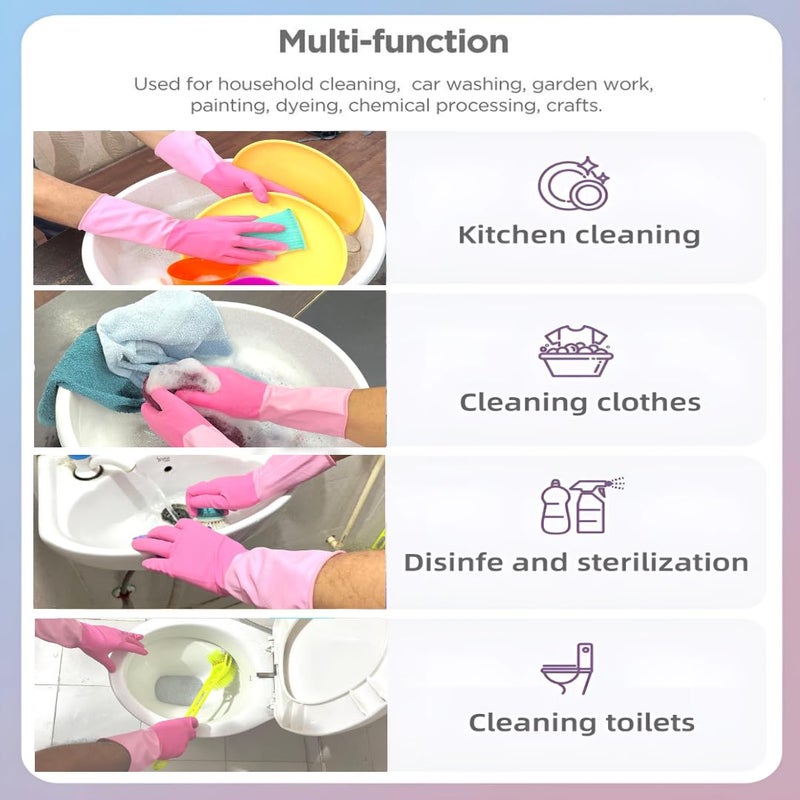 QTM Long Hand Rubber Gloves For Cleaning Gloves For Washing UtensilsGardening GlovesDish Washing Gloves For Bathroom Kitchen Toilet Industrial For Unisex PACK OF 1 PAIR - Image 2
