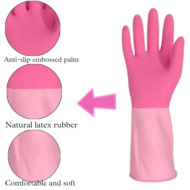 QTM Long Hand Rubber Gloves For Cleaning Gloves For Washing UtensilsGardening GlovesDish Washing Gloves For Bathroom Kitchen Toilet Industrial For Unisex PACK OF 1 PAIR - Image 3