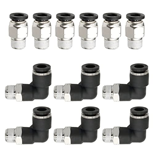 Hamineler 12 PCS Straight Push Release Connectors, Push to Connect Tube Fitting Tube Connect Fittings 1/8inch NPT Thread 1/4inch Tube OD - Image 1