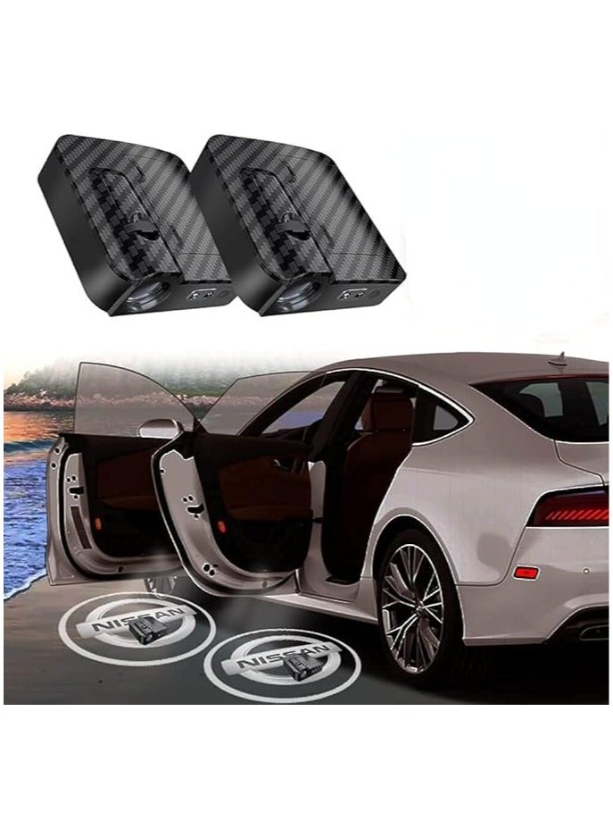 general Car Door Lights Logo Projector Set of 2 Wireless Car Door Logo Lights Projector Carbon Fibre Surface Battery Powered Courtesy Led Door Lights - Image 1