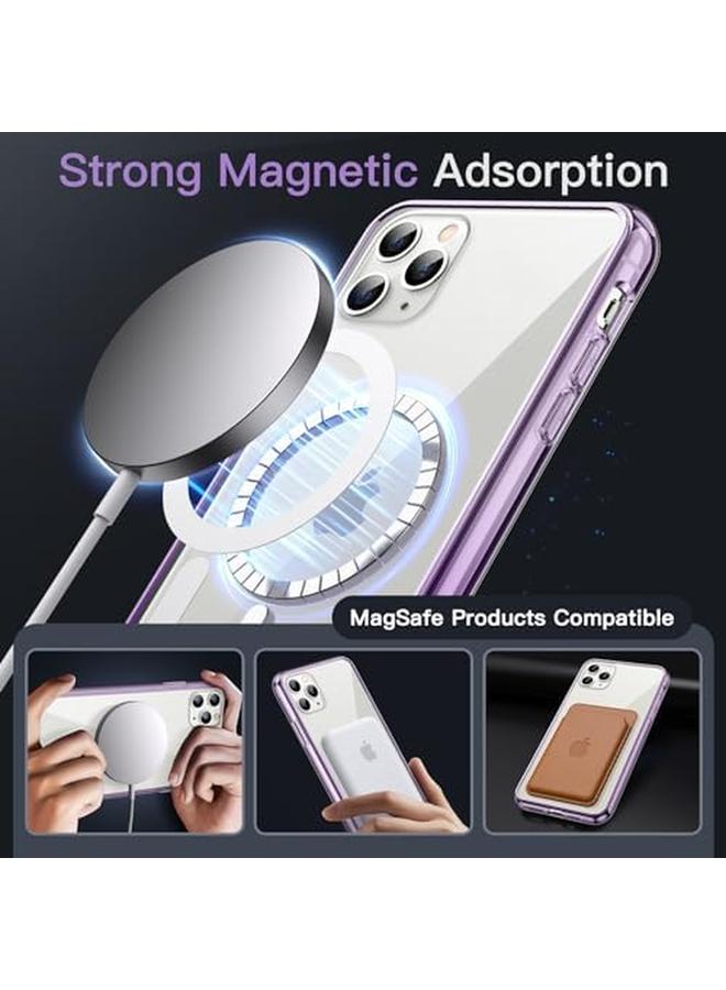 Jetech Magnetic Case For Iphone 11 Pro 5.8 Inch Compatible With Magsafe Wireless Charging Shockproof Phone Bumper Cover Anti Scratch Clear Back Purple - Image 3
