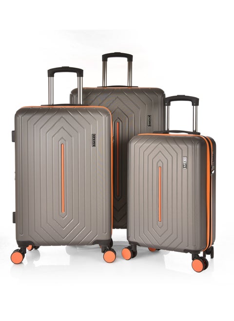 TRACK Luggage Set, Acrylonitrile Butadiene Styrene (ABS) Material, Trolley Travel Bag with Carry On Cabin and Checked In Sizes, combination Lock and 4 Double Wheels, Expendable, Size 20/24/28,13442/3P