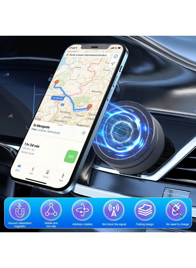 Magnetic Car Phone Holder with Vacuum Suction Cup for Delivery Drivers, Strong Grip Dashboard/Windshield Mount, 360° Rotatable Universal Car Phone Holder, Hands-Free Cradle for iPhone Samsung All Smartphones (Black) - Image 4