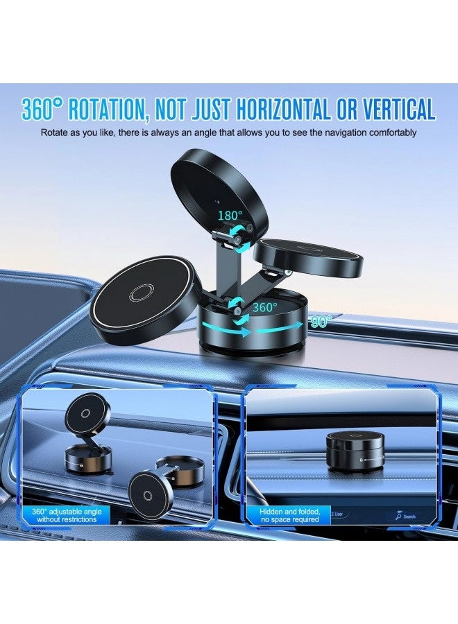 Magnetic Car Phone Holder with Vacuum Suction Cup for Delivery Drivers, Strong Grip Dashboard/Windshield Mount, 360° Rotatable Universal Car Phone Holder, Hands-Free Cradle for iPhone Samsung All Smartphones (Black) - Image 2