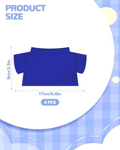 Aecsze 4 PCS Stuffed Bear Basic T Shirt Clothes for 1012Inch T Shirt Classic Crew Neck Bear Cute Tiny Clothes DIY Bear Toy for 1012 InchBlue - Image 5