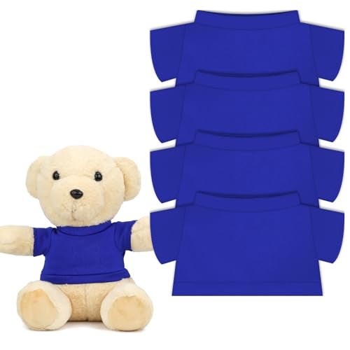 Aecsze 4 PCS Stuffed Bear Basic T Shirt Clothes for 1012Inch T Shirt Classic Crew Neck Bear Cute Tiny Clothes DIY Bear Toy for 1012 InchBlue - Image 1