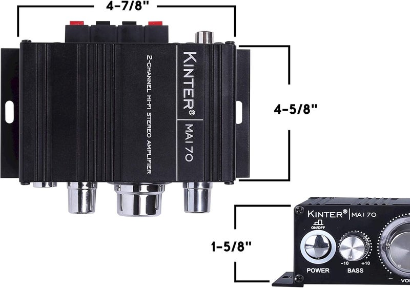Kinter MA170 Mini Digital Audio Power Amplifier with Colourful LED - Red - Image 4