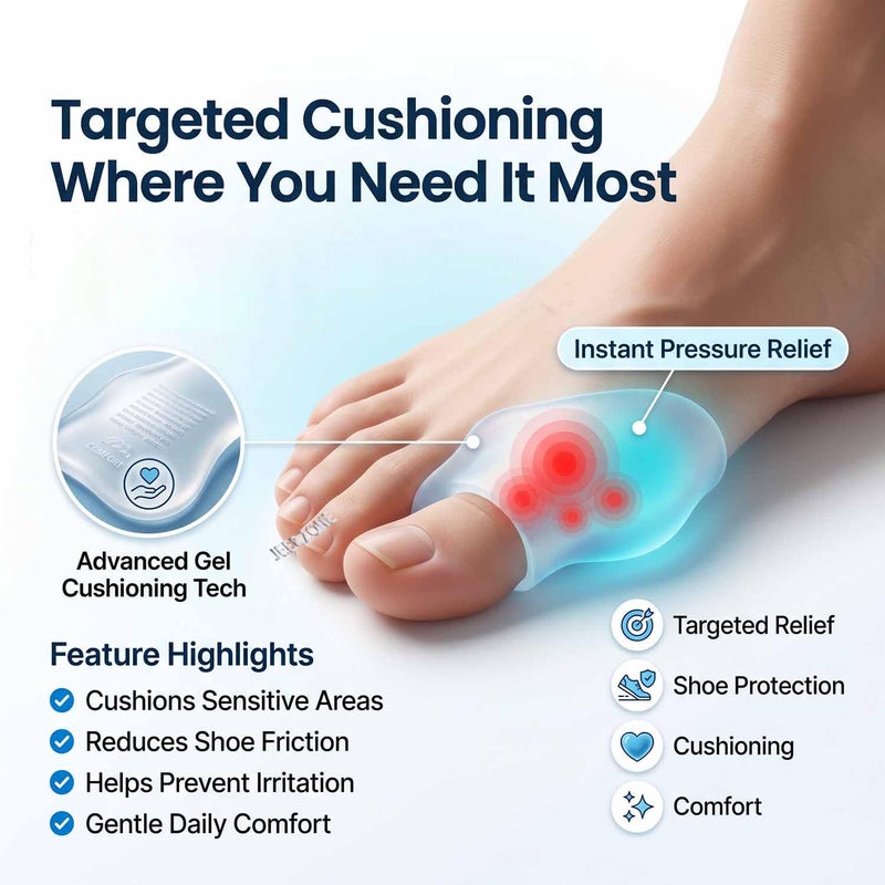 Gel Big Toe Bunion Guards & Toe Spreaders Bunion Pads (Two Pack) - Big Toe Separator Cushion Straightener - Gel Toe Spacers, Protectors, Correctors - Non toxic,1 Pair - Image 2