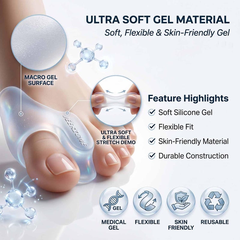 Gel Big Toe Bunion Guards & Toe Spreaders Bunion Pads (Two Pack) - Big Toe Separator Cushion Straightener - Gel Toe Spacers, Protectors, Correctors - Non toxic,1 Pair - Image 5