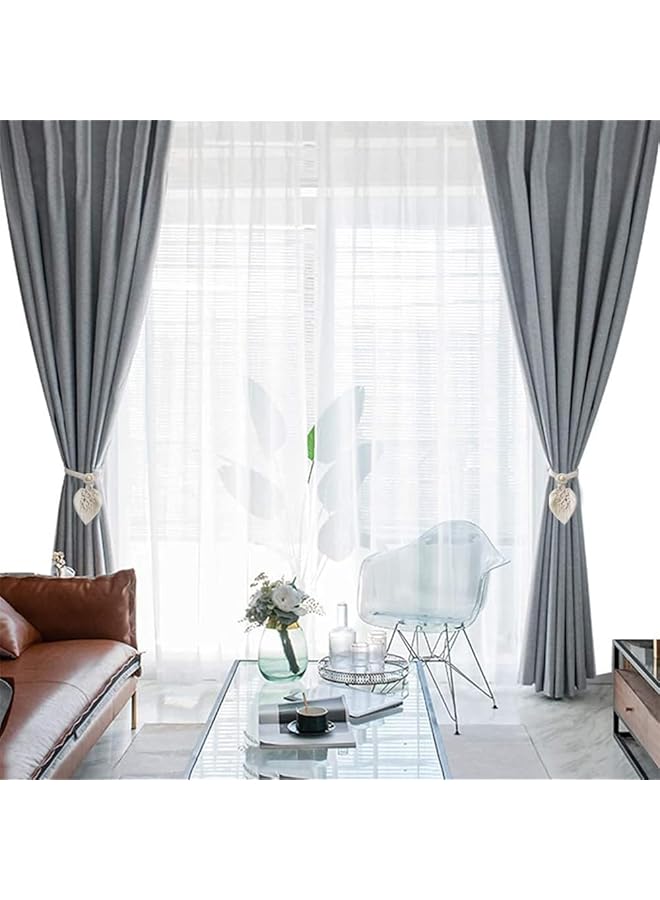 إيروريكس مجموعة من 2 رباط ستائر من القطن المحبوك يدويًا مع خرز خشبي طبيعي قابل للتعديل وحبل قطني منسوج لديكور المنزل البوهيمي لتثبيت الستائر للديكور المنزلي والمكتب - Image 5