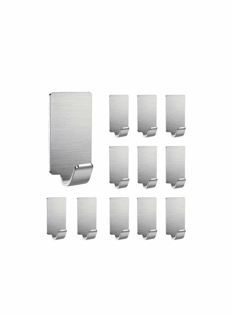 Y&D 12 Pack Self Adhesive Hooks, Stainless Steel Sticky Wall Hanger, Waterproof, Heavy Duty, Rust-Proof for Kitchen Bathroom Bedroom  - Image 5