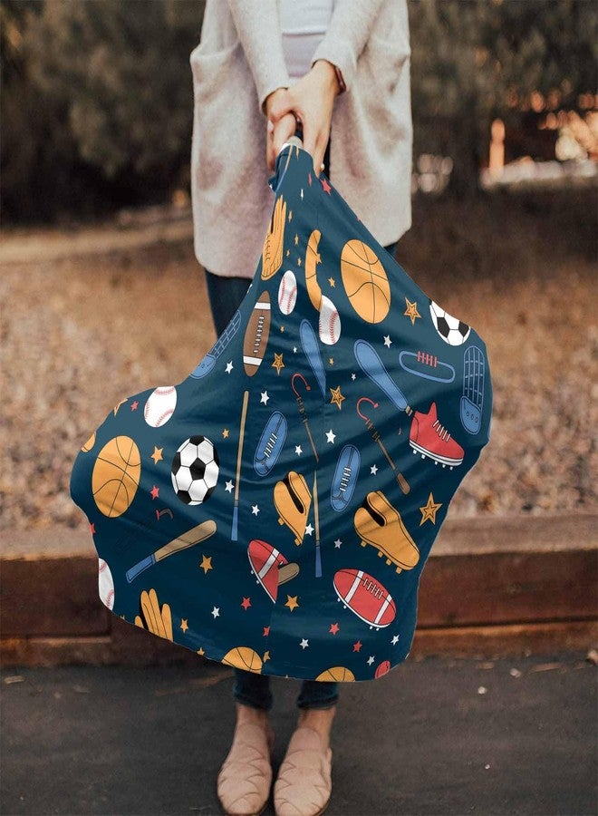 LBCASA Sport Car Seat Covers for Babies Boy Girl Capony Covers Basketball Baseball Football Nursing Cover Breastfeeding Scarf Soft Breathable Stretchy Coverage, Infant Stroller Cover Shopping Cart - Image 2