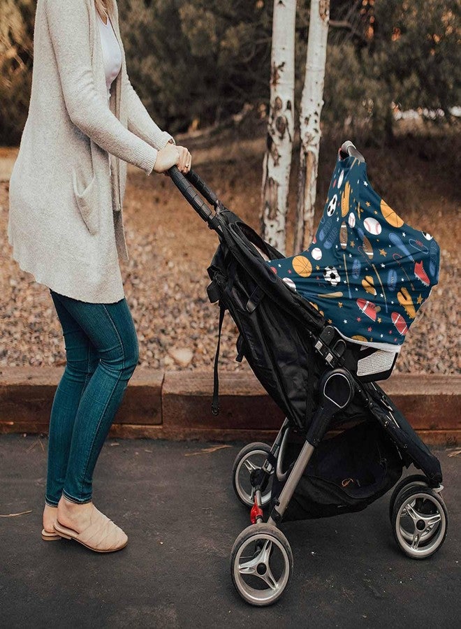 LBCASA Sport Car Seat Covers for Babies Boy Girl Capony Covers Basketball Baseball Football Nursing Cover Breastfeeding Scarf Soft Breathable Stretchy Coverage, Infant Stroller Cover Shopping Cart - Image 3