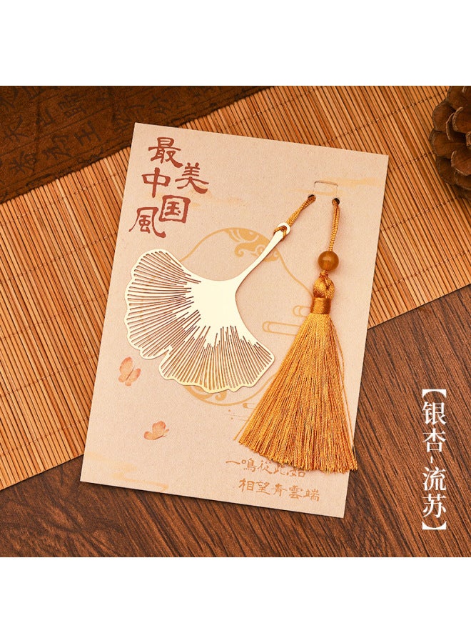 HELPS Ancient Style Metal Hollow Bookmark Creative Retro Brass Lotus Pendant Tassel Book Page Clip Cultural And Creative Small Gifts - Image 1