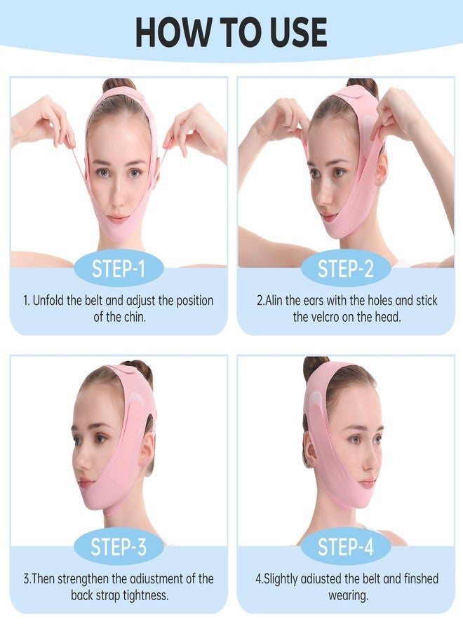 JANMISI Chinstrap for Sleeping, Ice Silk Face Lift Band for Double Chin Reduction & Jawline Contouring, V-Shape Facial Lifting Strap for Overnight Tightening (Pink) - Image 5