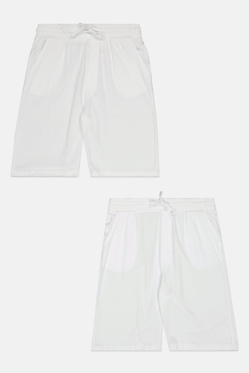 English Laundry Kids Boy 2 Pack Solid Basic Shorts, White - Image 2