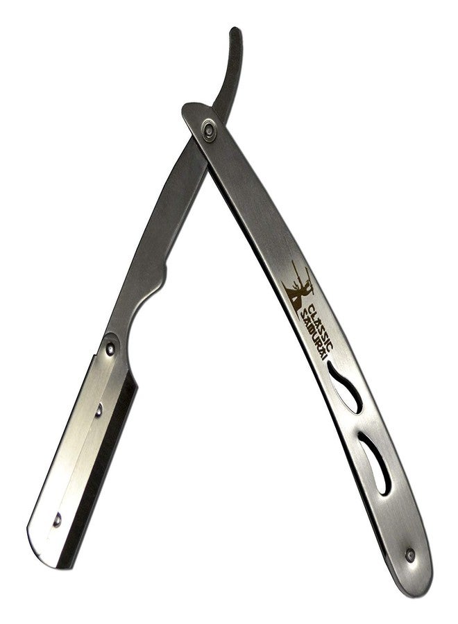 Classic Samurai CS-102 Stainless Steel Professional Barber Straight Edge Razor with 15 Astra Double Edge Razor Blades (Silver + 15 Astra Blades) - Image 5