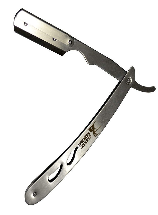 Classic Samurai CS-102 Stainless Steel Professional Barber Straight Edge Razor with 15 Astra Double Edge Razor Blades (Silver + 15 Astra Blades) - Image 4