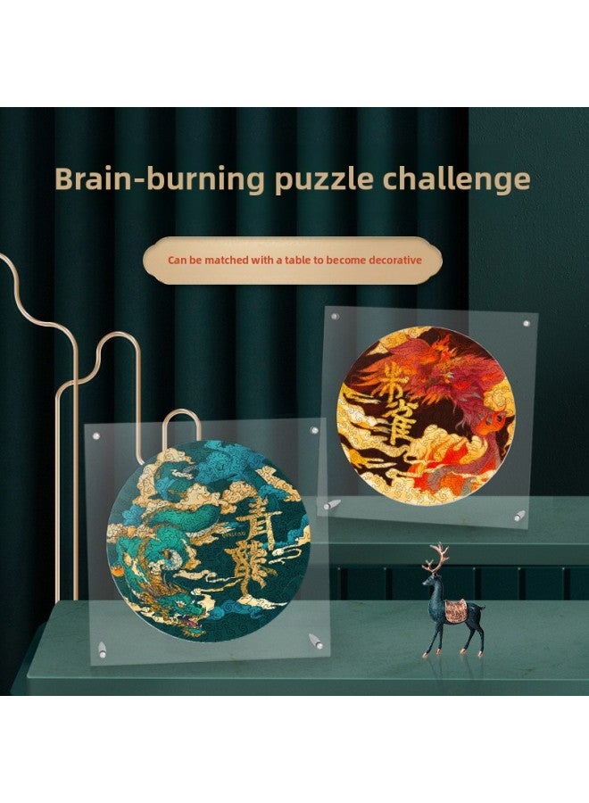 ألغاز على شكل خشبي للجنسين من Four God Beast القديمة الصينية المد والرياح، ألعاب تعليمية ذات صعوبة عالية في تخفيف الضغط وزخارف سطح المكتب - اللون: Qinglong - Image 5