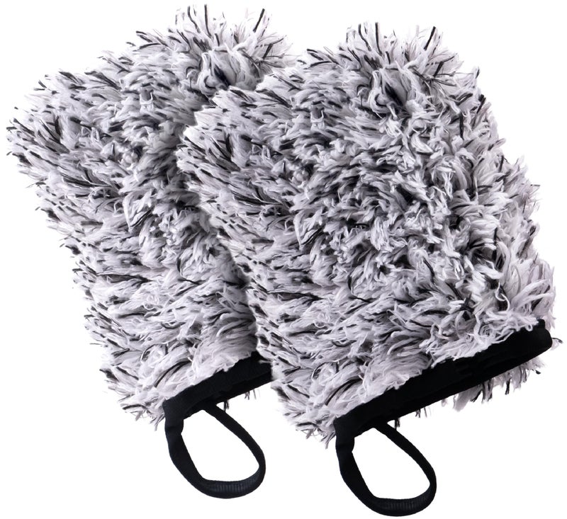 VIKING Wheel Cleaner Mitts for Car, Microfiber Wheel Cleaner for Car Detailing and Rims, Black and White, 5.5 Inch x 4.4 Inch, 2 Pack - Image 1