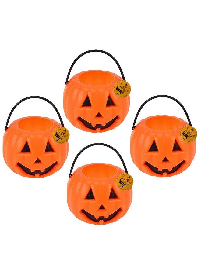 سايج سكوير سلة حلوى اليقطين للأطفال صغيرة الحجم من Sage Square مناسبة للارتداء في الحفلات والهالوين والتنكر والحفلات المدرسية والحفلات ذات الطابع الخاص والمسابقات والعروض المسرحية والحفلات (4 قطع) - Image 1