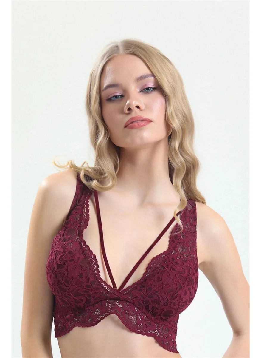 ماجيك فورم 4317 Women's Lace Bralette-Claret Red