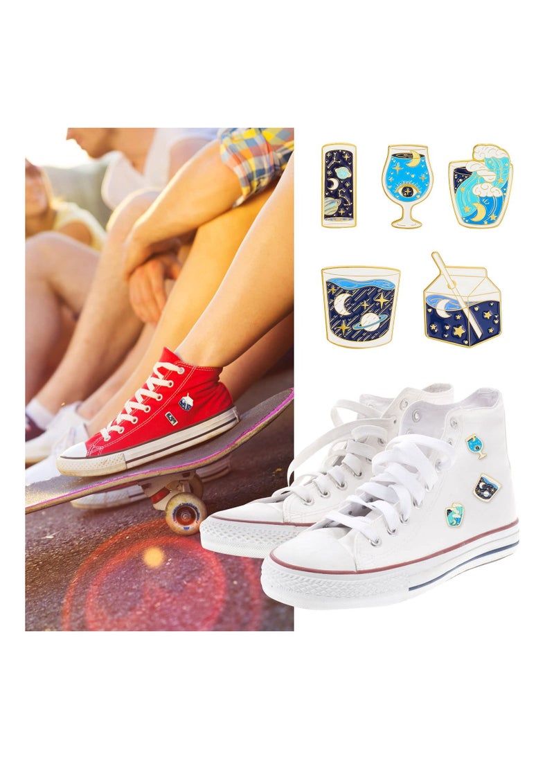 5 Pcs Enamel Pins Set C ute Solar System Laple Pin Novelty Starry Metallic Space Pins Cartoon Brooch Pin Badges for DIY Clothes Bag Hat Jacket Backpack Accessories Gifts