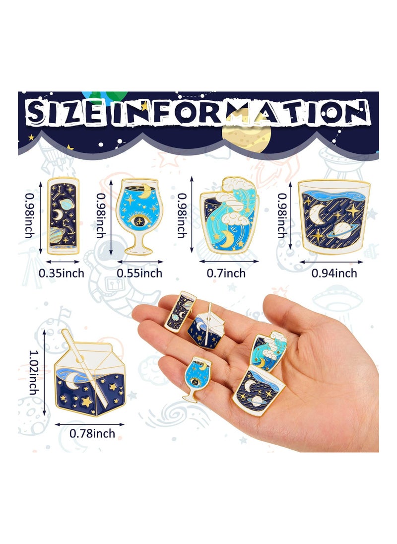 5 Pcs Enamel Pins Set C ute Solar System Laple Pin Novelty Starry Metallic Space Pins Cartoon Brooch Pin Badges for DIY Clothes Bag Hat Jacket Backpack Accessories Gifts