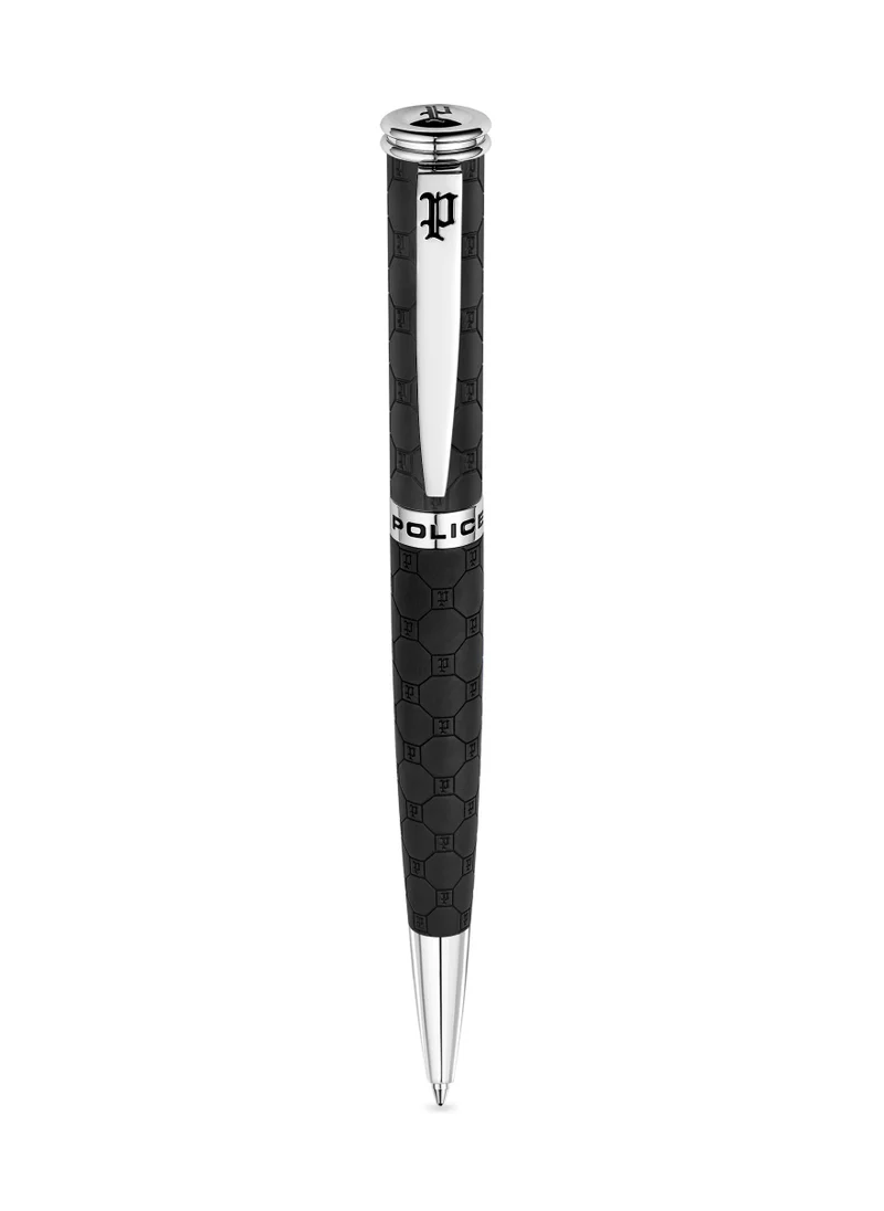 POLICE Cordia Black Monogram with Stainless Steel Trims Pen, Blue Ink - 138. mm