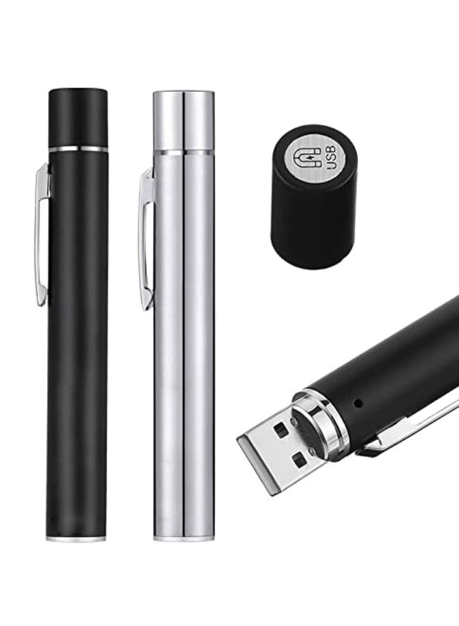 Pen Torch Reusable, 2 PCS Diagnostic Medical Penlight USB Rechargeable LED Pen Ligh for Nurses Students Doctors, Mini Flashlight with 2 LED Sources, Magnetic Cap, Pocket Clip - Image 1