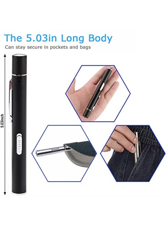 Pen Torch Reusable, 2 PCS Diagnostic Medical Penlight USB Rechargeable LED Pen Ligh for Nurses Students Doctors, Mini Flashlight with 2 LED Sources, Magnetic Cap, Pocket Clip - Image 4