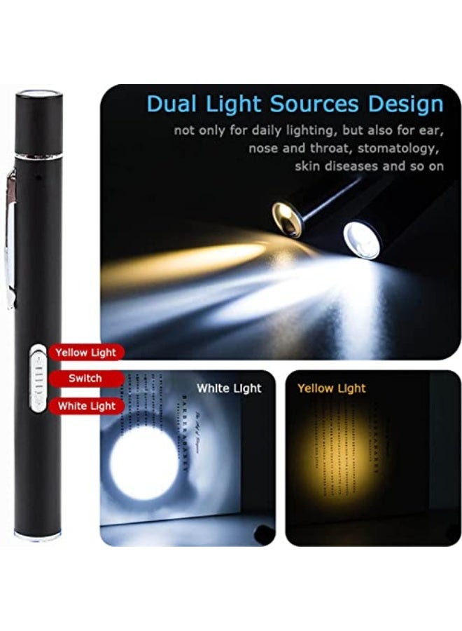 Pen Torch Reusable, 2 PCS Diagnostic Medical Penlight USB Rechargeable LED Pen Ligh for Nurses Students Doctors, Mini Flashlight with 2 LED Sources, Magnetic Cap, Pocket Clip - Image 3