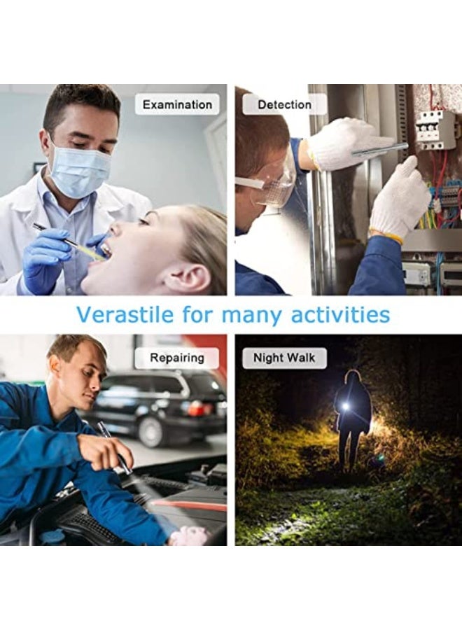 Pen Torch Reusable, 2 PCS Diagnostic Medical Penlight USB Rechargeable LED Pen Ligh for Nurses Students Doctors, Mini Flashlight with 2 LED Sources, Magnetic Cap, Pocket Clip - Image 2