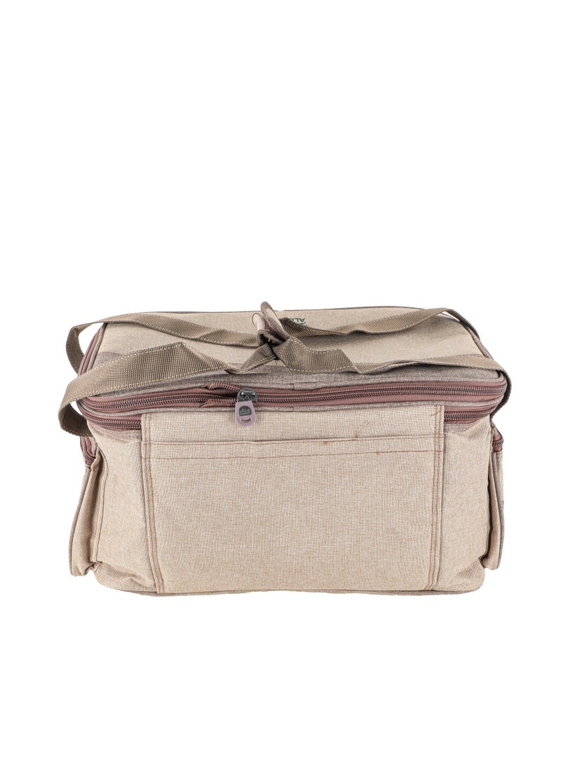 الغافة حقيبة ادوات التخييم، منظم ادوات الطبخ اثناء التخييم والسفر، شنطة سفر مع جيوب شبكية، شنطة محمولة لادوات الطبخ والشواء والمطبخ،46*31*26سم، قماش اكسفورد، بطانة بي في سي،لون خشبي ، من الغافة - Image 3