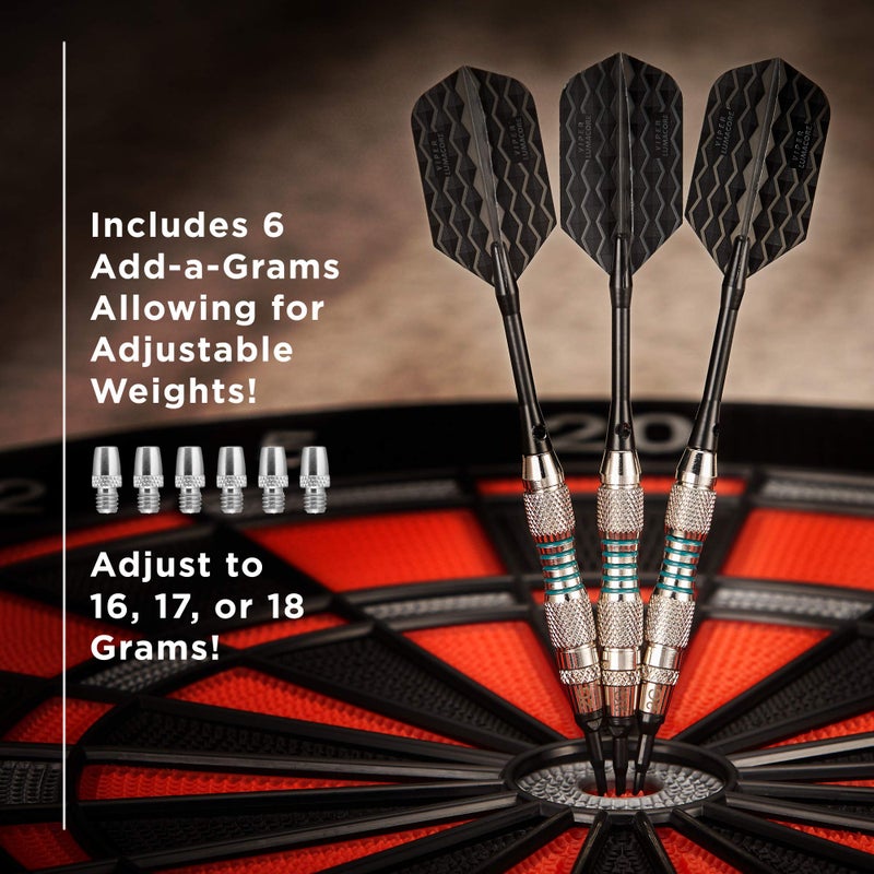 Viper by GLD Products Bobcat Adjustable Weight Soft Tip Dart Set with Case, Nickel Silver Plated, Light Blue Rings, 16-18 Grams (20-0912-16) - Image 2