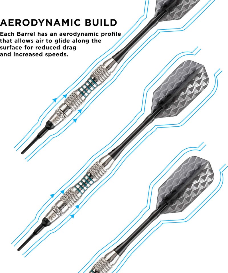 Viper by GLD Products Bobcat Adjustable Weight Soft Tip Dart Set with Case, Nickel Silver Plated, Light Blue Rings, 16-18 Grams (20-0912-16) - Image 3