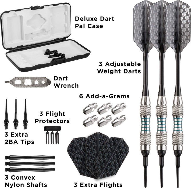 Viper by GLD Products Bobcat Adjustable Weight Soft Tip Dart Set with Case, Nickel Silver Plated, Light Blue Rings, 16-18 Grams (20-0912-16) - Image 4