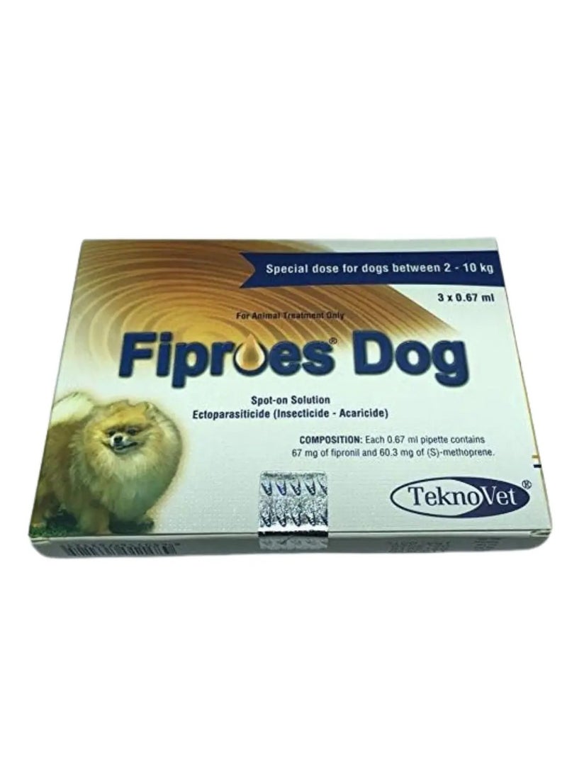 TeknoVet - Teknovet Fiproes Dog 2–10kg – Tick & Flea Control Solution (3 Pipettes) - Image 1
