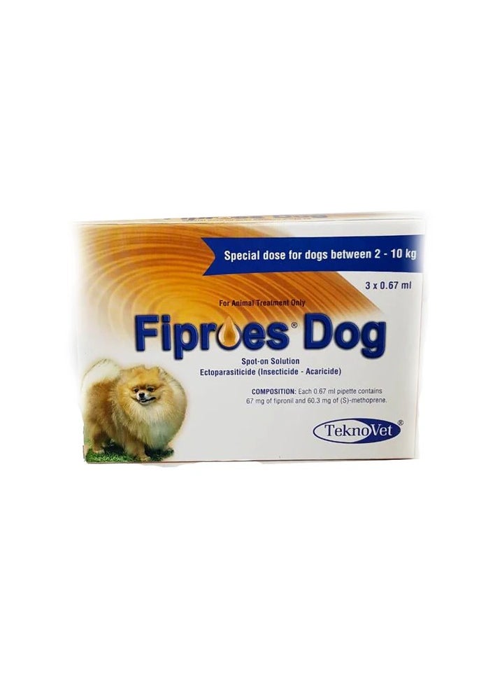 TeknoVet - Teknovet Fiproes Dog 2–10kg – Tick & Flea Control Solution (3 Pipettes) - Image 1