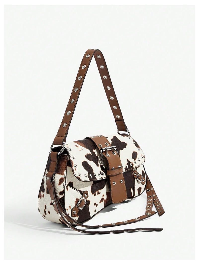 MakeMeChic Women's Shoulder Bags Y2K PU Leather Clutch Small Purse Hobo Bags Multi Brown One Size - Image 5