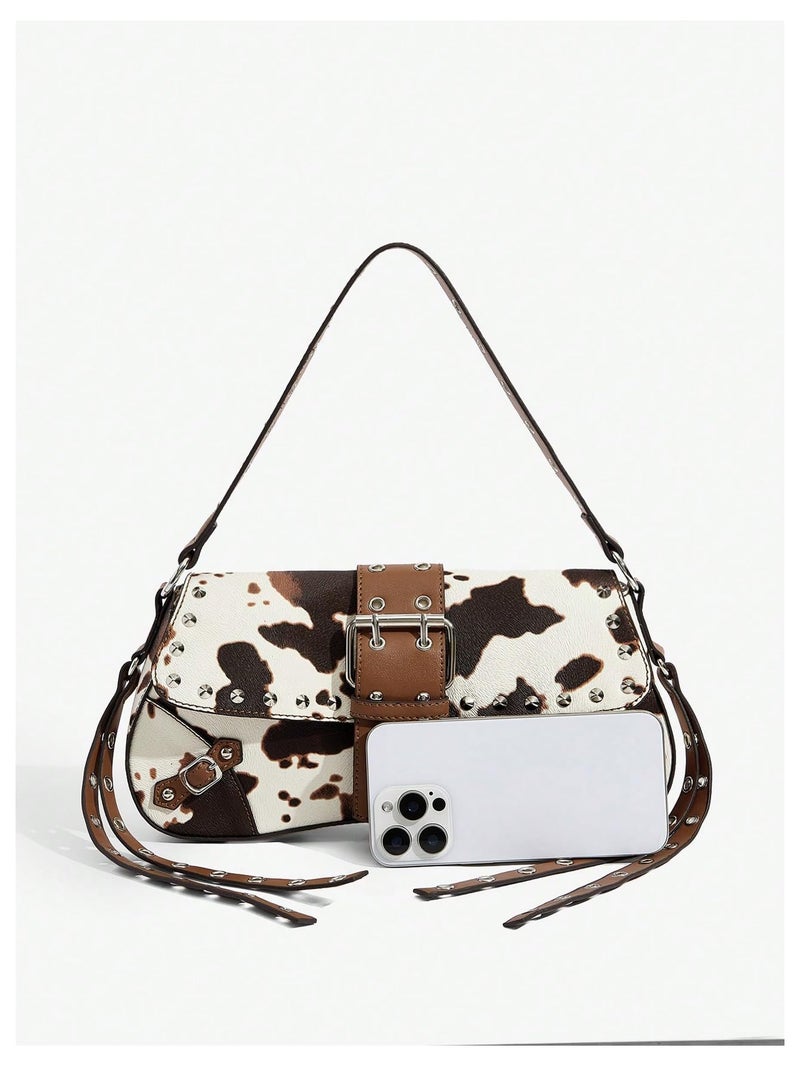 MakeMeChic Women's Shoulder Bags Y2K PU Leather Clutch Small Purse Hobo Bags Multi Brown One Size - Image 4