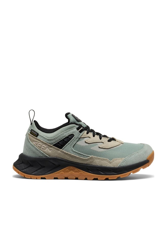 KEEN Women's Hightrail Low Height Durable Lightweight Breathable Leather Waterproof Hiking Shoes, Iceberg Green/Abbey Stone, 5.5 - Image 1