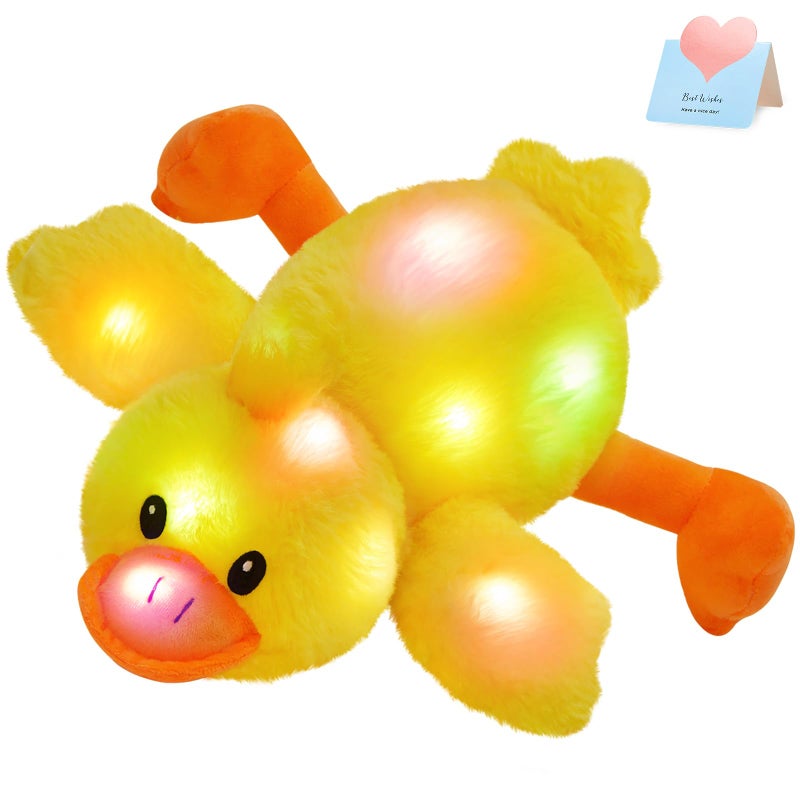Glow Guards 12 Light up Yellow Duck Stuffed Animal Soft LED Night Light Glowing Plush Toy Pillow Bed Sofa Birthday Childrens Day for Toddler Kids - Image 3