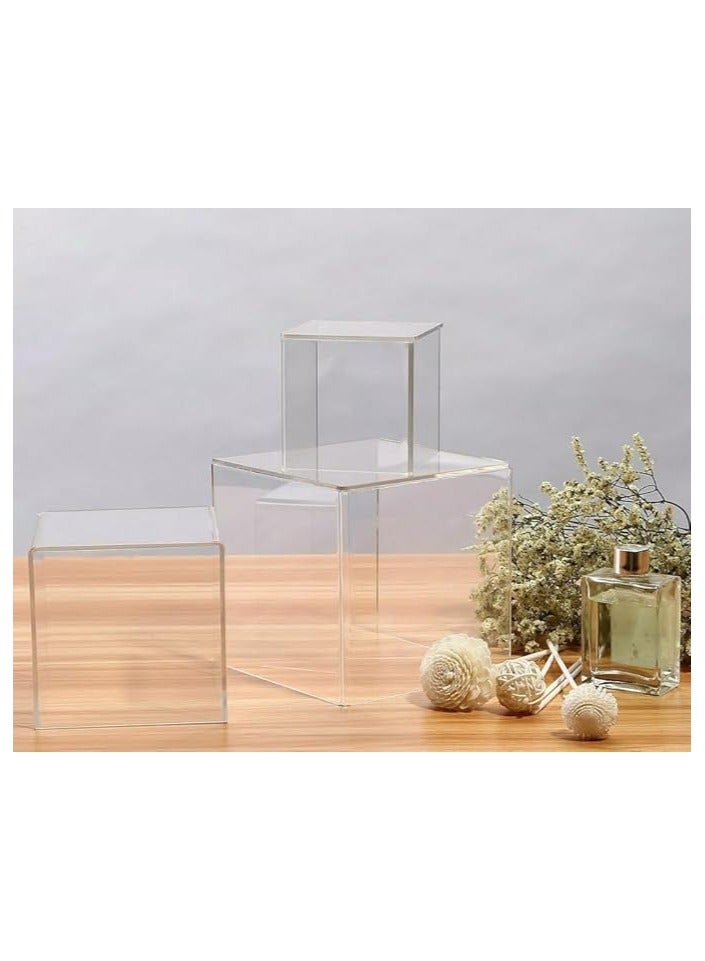 CREATIVE PLANET Clear Acrylic Display Box - 3-in-1 Set - Solid Square Sided Showcase with Open Top (No Lid) - Image 2