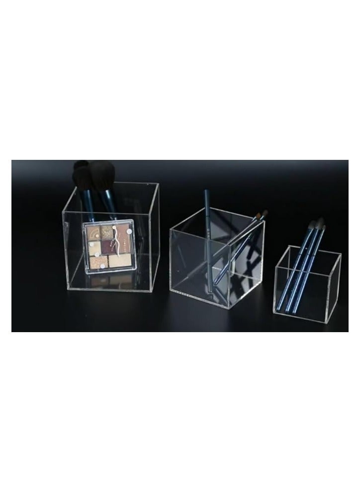 CREATIVE PLANET Clear Acrylic Display Box - 3-in-1 Set - Solid Square Sided Showcase with Open Top (No Lid) - Image 5