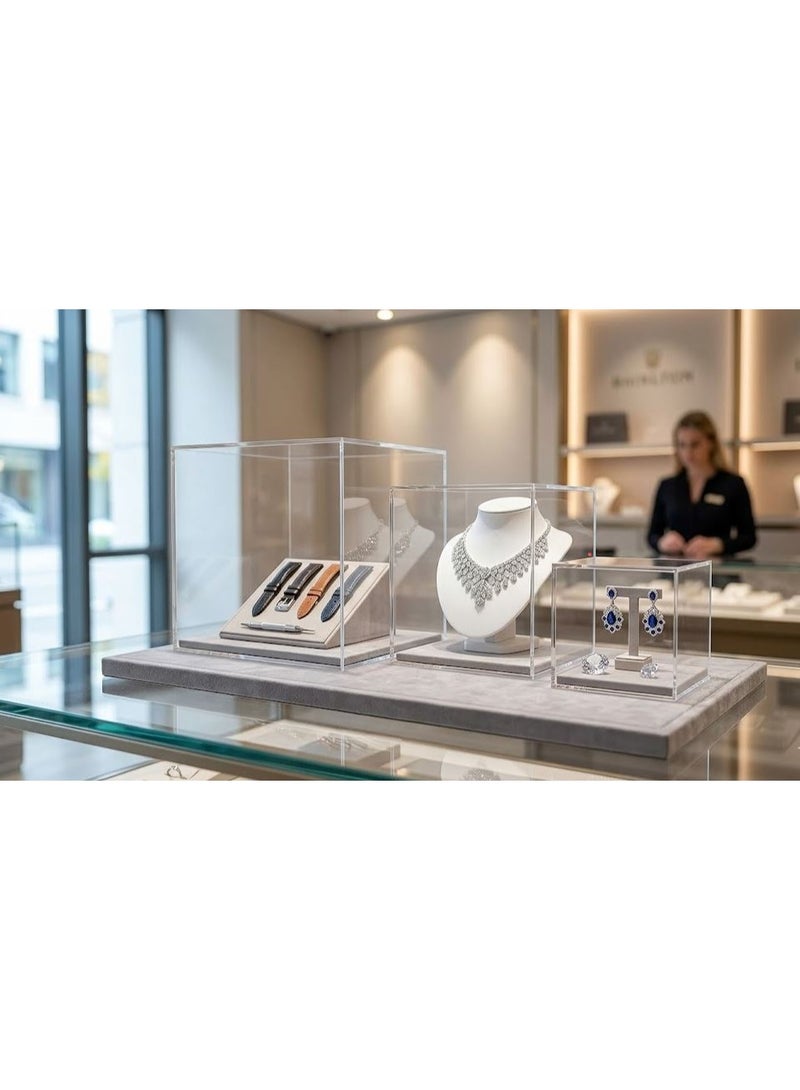 CREATIVE PLANET Clear Acrylic Display Box Set of 3 – Square Solid Sided Display Case – Open Top Design – Multi-Use Reversible Storage Box (Can Be Closed When Flipped Face Down) - Image 5