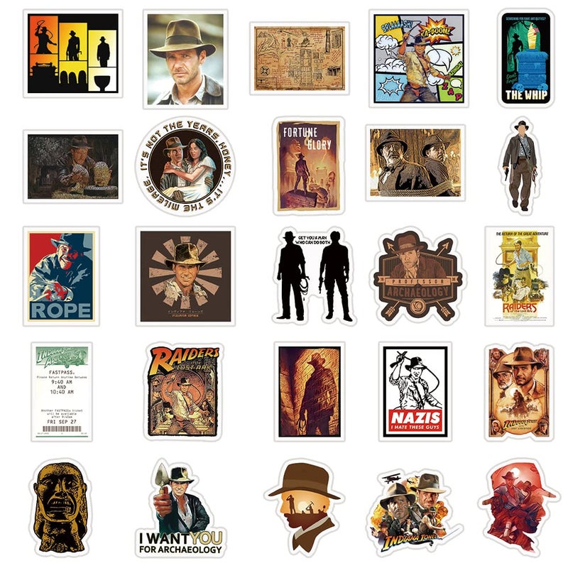 YEESACG Indiana Jones Raiders of The Lost Ark 51Pcs Multicolor Cartoon Stickers | Retro Vinyl Waterproof Stickers for Water Bottle, Skateboard, Laptop, Phone, Car - Image 2