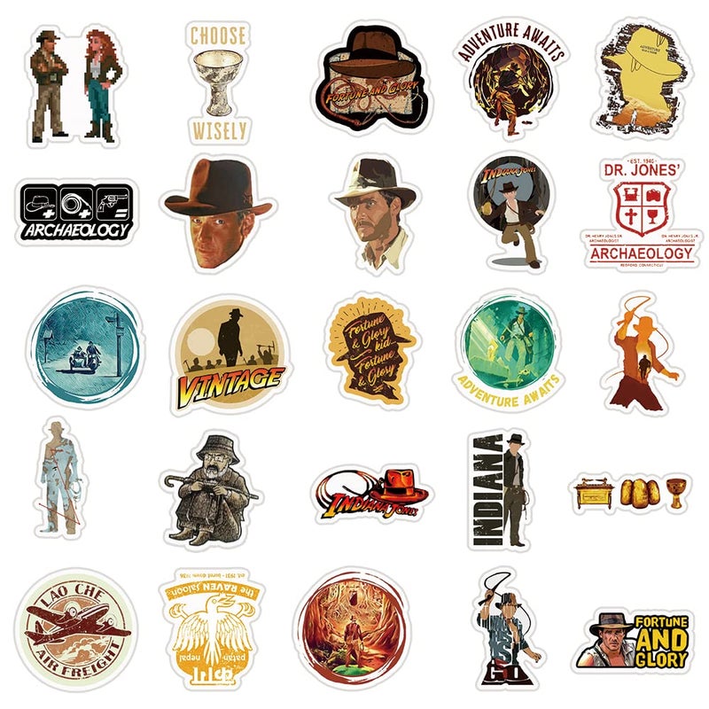 YEESACG Indiana Jones Raiders of The Lost Ark 51Pcs Multicolor Cartoon Stickers | Retro Vinyl Waterproof Stickers for Water Bottle, Skateboard, Laptop, Phone, Car - Image 3