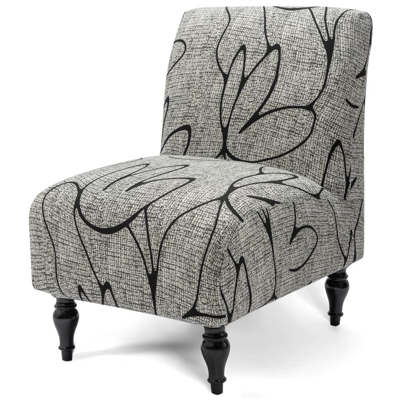 Liykimt Armless Accent Slipper Chair Cover Slipcover,Slipper Chair Without Arms Fabric Stretch Spandex Removable for Armless Chair Furniture Protector Covers for Living Dining Room(1,Gray/Black) - Image 5